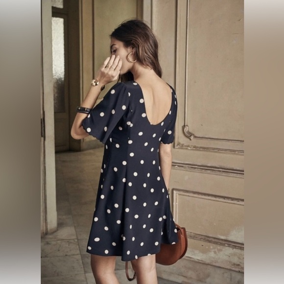 SEZANE Faustine Polka-Dot Dress in Black - Picture 3 of 5
